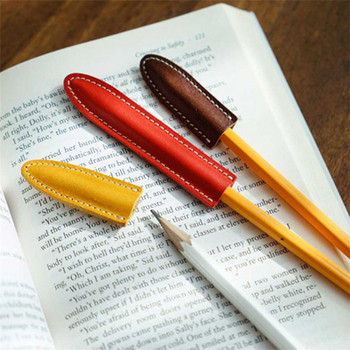 Creative Retro PU Pen Cover Мини молив Защитна капачка Студенти Сладки канцеларски материали Училищни деца Kawaii Supply Офис аксесоари