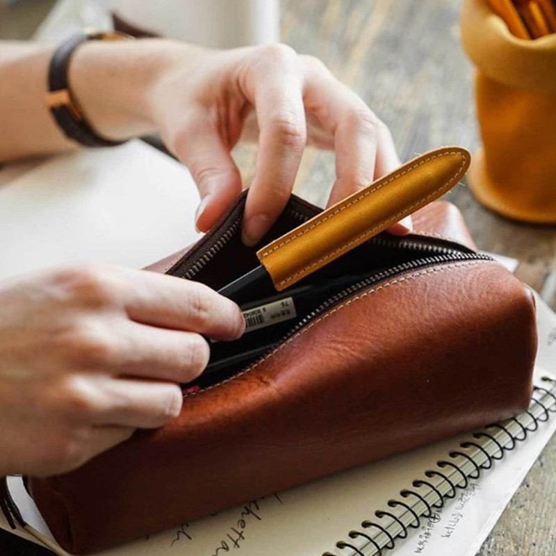 Capac pentru stilou creativ, retro, din PU, mini capac de protecție pentru creion, pentru studenți, papetărie drăguță, pentru școală, pentru copii, aprovizionare Kawaii, accesorii de birou