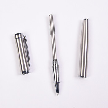 Метална ролкова химикалка за добро писане със сребърна щипка 0,5 мм химикалки за надписи с черно мастило Бизнес офис продукт Училищни пособия