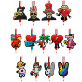 1 bucăți drăguț câini leu paie Topper previne rularea creion din PVC capac Suport creion capac paie cadou student papetărie birou