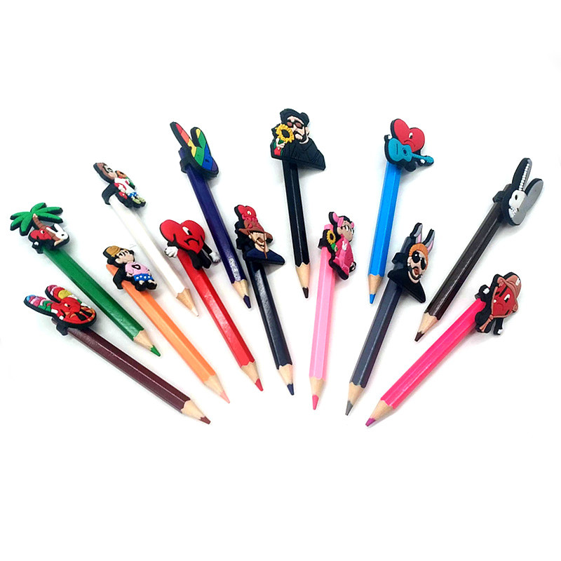 1 bucăți drăguț câini leu paie Topper previne rularea creion din PVC capac Suport creion capac paie cadou student papetărie birou