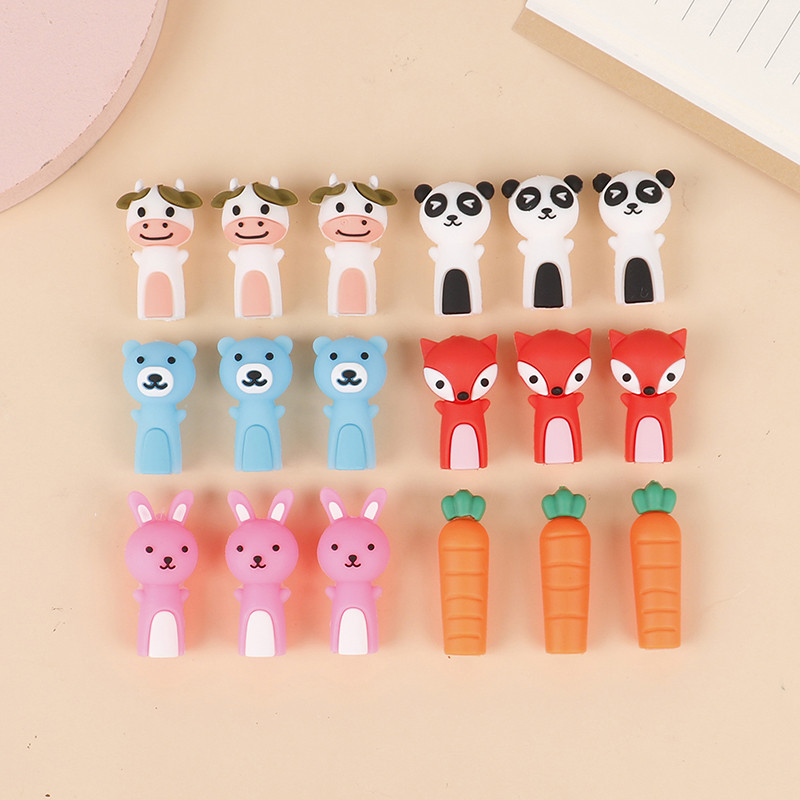 3 buc/1 set capac pentru creion din silicon, pix pentru cosmetice, extensie superioară, rechizite școlare, cadou pentru copii, stilou cu gel, protector superior, decorație de desene animate