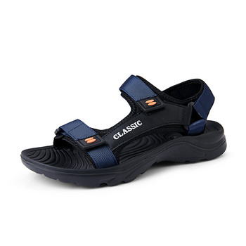 Ежедневни спортни сандали Мъжки противоплъзгащи издръжливи отворени пръсти Летни плажни удобни плоски пързалки Класически сандали Леки сини мъжки обувки