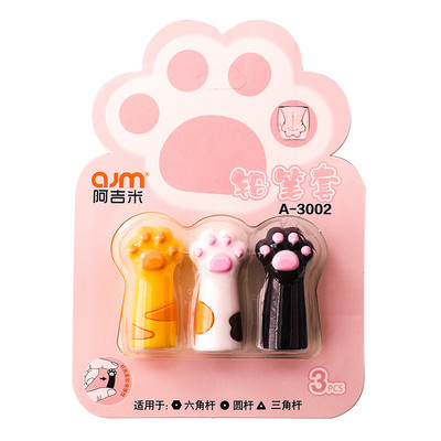 Set kapica za olovke sa slatkim mačjim šapama od 3 komada. Silikonska navlaka za olovke mekane na dodir za više oblika pribora za učenike