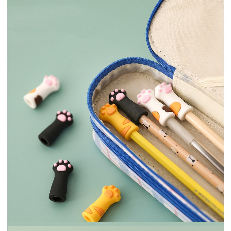 Set kapica za olovke sa slatkim mačjim šapama od 3 komada. Silikonska navlaka za olovke mekane na dodir za više oblika pribora za učenike