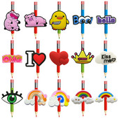 1 KOM Rainbow Straw Topper Sprječava kotrljanje PVC Pig Duck Pencil Cover Držač olovke Slamnata kapa Studentski poklon Uredski papir