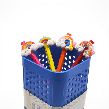 1PCS Rainbow Straw Topper предотвратява търкалянето PVC Pig Duck Pencil Cover Държач за молив Сламена капачка Подарък за студенти Офис канцеларски материали