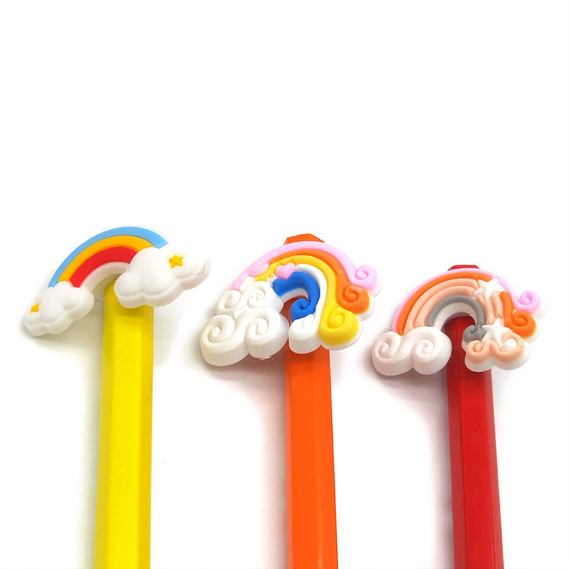 1 KOM Rainbow Straw Topper Sprječava kotrljanje PVC Pig Duck Pencil Cover Držač olovke Slamnata kapa Studentski poklon Uredski papir
