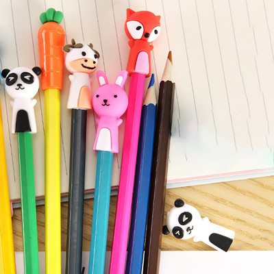 1 komplekt Cartoon kummist pliiatsikork Armas porgandjänku kaitsev pliiatsikate lastele kingituseks pliiatsikorgid pikendusega kirjatarbed