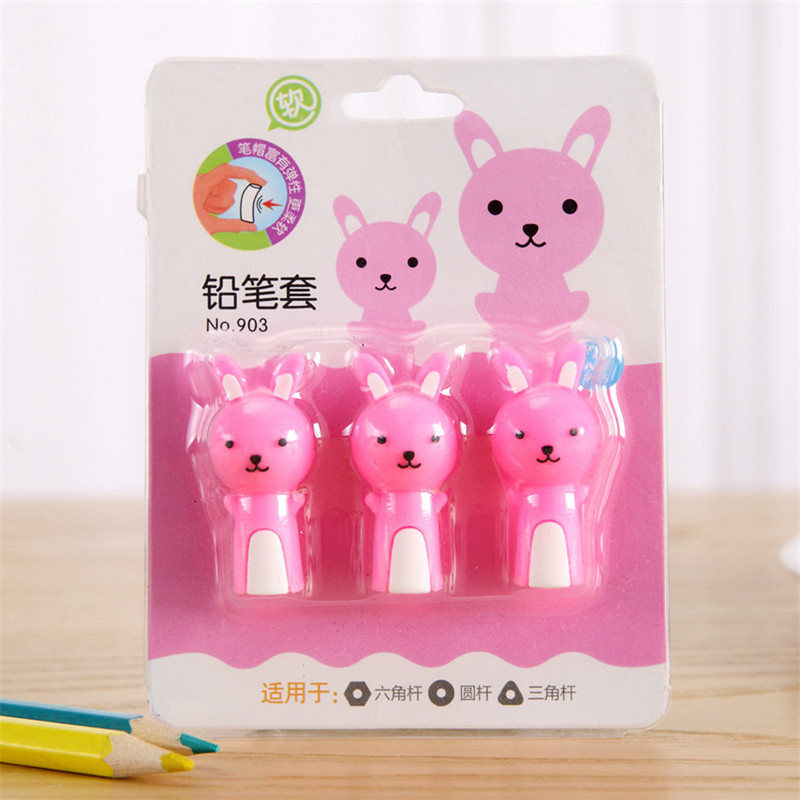 1 set capac de creion din cauciuc cu desene animate, capac de protecție pentru creion, drăguț, iepuraș de morcov, cadou pentru copii, capace de creion de extensie, articole de papetărie