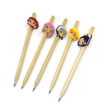 8PCS Hot Cartoon Motion Picture PVC Straw Toppers Капачка за молив Shool&Office Цветове Капак за писалка Детски подарък Ученици Канцеларски материали