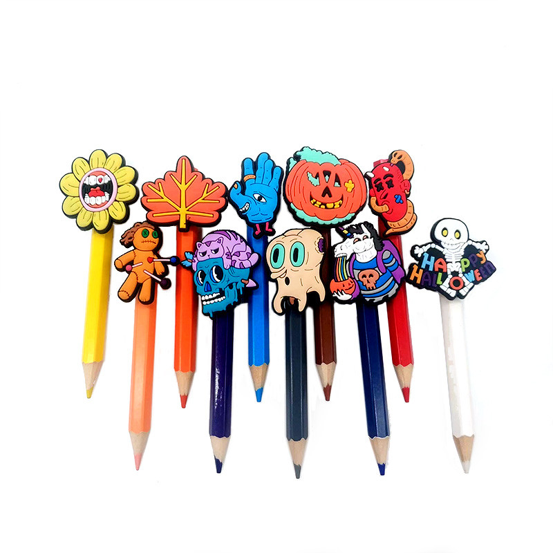 1 buc. Topper de paie de Halloween previne rularea capacului de creion din PVC Suport creion capac de paie cadou pentru student Papetarie de birou