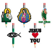 1 buc. Topper de paie pentru religie Previne rularea Fecioarei Maria PVC capac pentru creion Suport pentru creion capac de paie cadou pentru student Papetarie de birou