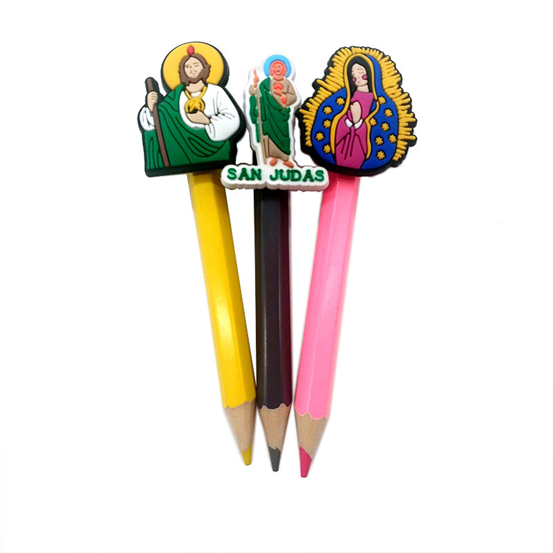 1 buc. Topper de paie pentru religie Previne rularea Fecioarei Maria PVC capac pentru creion Suport pentru creion capac de paie cadou pentru student Papetarie de birou