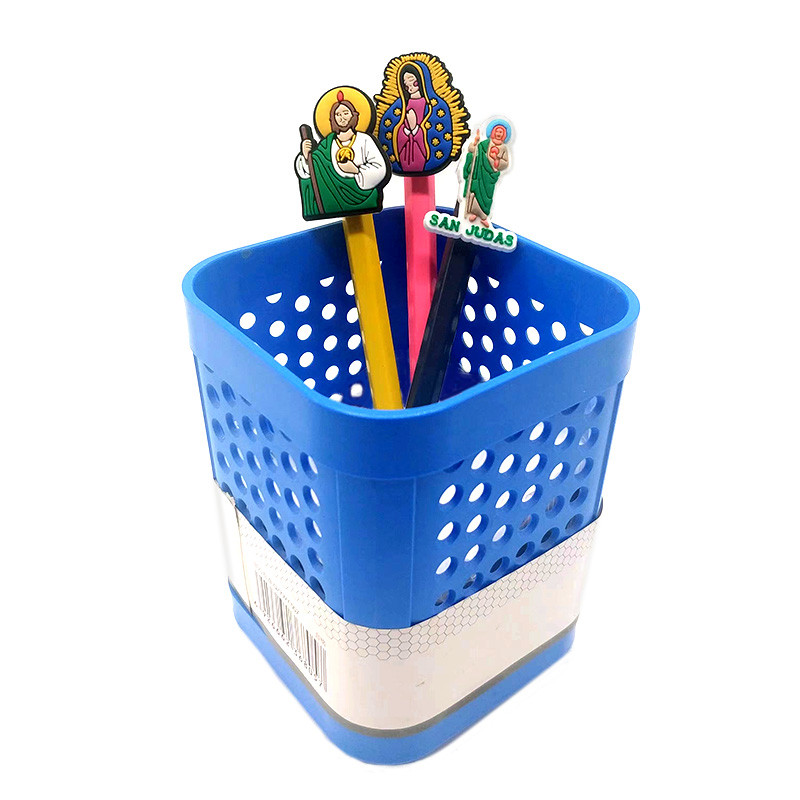 1 buc. Topper de paie pentru religie Previne rularea Fecioarei Maria PVC capac pentru creion Suport pentru creion capac de paie cadou pentru student Papetarie de birou