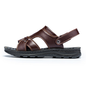 Горещи маркови мъжки обувки от естествена кожа Дишащи мъжки сандали Външни плажни чехли Мъжки каузални обувки Модни сандали Лято 2022