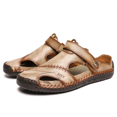 Klassikalised suvised meeste sandaalid Ehtsast nahast pehmest hingavast jalanõust Designer Beach Roman Brand Sandaalid Nahast Meeste sandaalid Slaidid