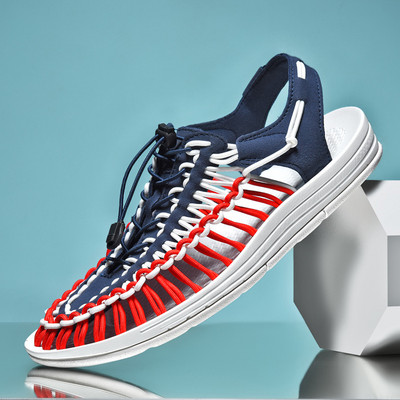 Meeste sandaalid suvised vabaaja hingavast võrgust naiste sussid libisemiskindlad väljas matkamiseks Sapatos Hobre kootud ühevärvilised sandaalid