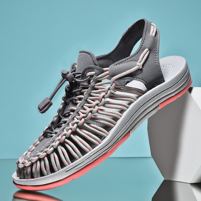 Meeste sandaalid suvised vabaaja hingavast võrgust naiste sussid libisemiskindlad väljas matkamiseks Sapatos Hobre kootud ühevärvilised sandaalid