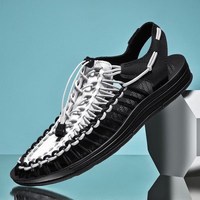 Meeste sandaalid suvised vabaaja hingavast võrgust naiste sussid libisemiskindlad väljas matkamiseks Sapatos Hobre kootud ühevärvilised sandaalid