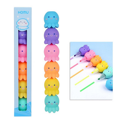 5Colors Creative Cat Claw Bear Heart Shape Highlighter Cartoon Cute Student Gift Line Color Marker Pen Color Hand Account Pen