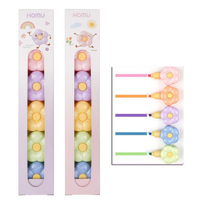 5Colors Creative Cat Claw Bear Heart Shape Highlighter Cartoon Cute Student Gift Line Color Marker Pen Color Hand Account Pen