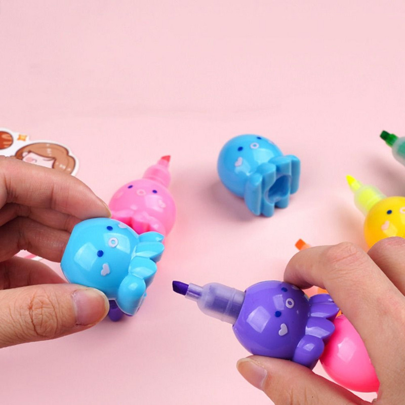 5Colors Creative Cat Claw Bear Heart Shape Highlighter Cartoon Cute Student Gift Line Color Marker Pen Color Hand Account Pen
