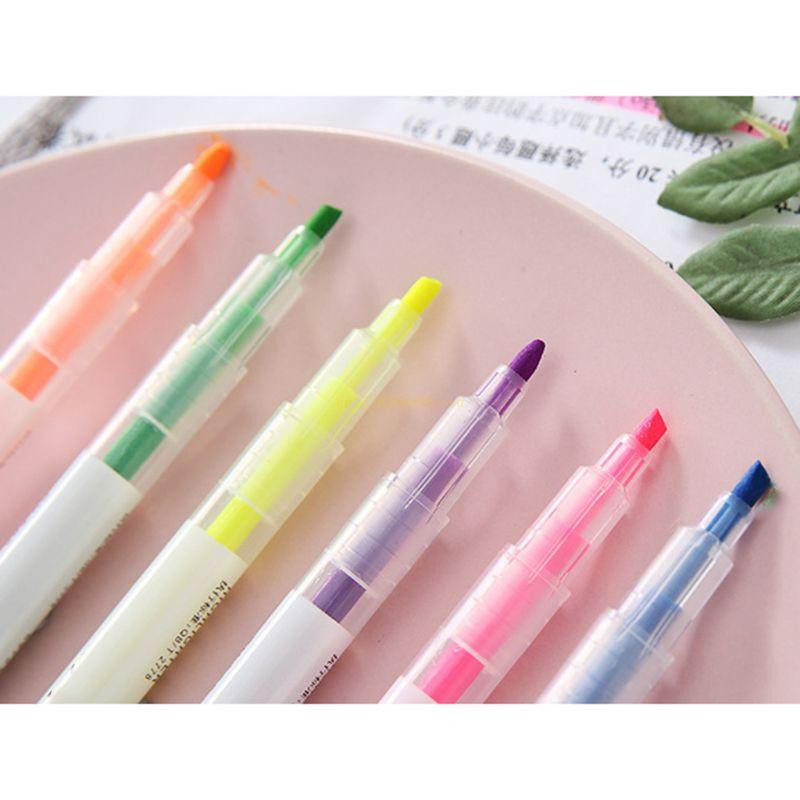 6 színű kétfejű kiemelő tollak Fluoreszkáló jelölő Művészet Rajz Írószerek Iskolai Irodaszerek