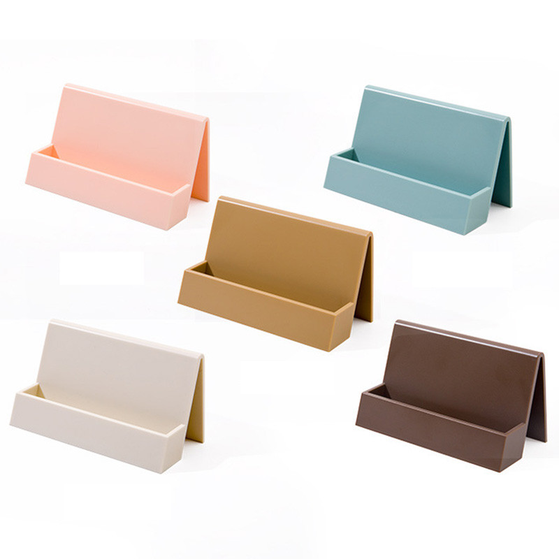 Vardinių kortelių laikymo kortelės ekrano stovas Vizitinių kortelių laikiklis Kortelių dėklas Kūrybinga vientisa spalva Paprasta Patogus kortelių laikymas