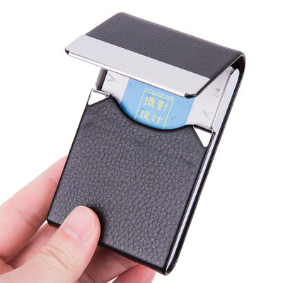 Moodne PU-nahast visiitkaardihoidja magnetpandlaga õhukese taskuga nimekaardihoidja roostevabast terasest krediitkaardi ID ümbris
