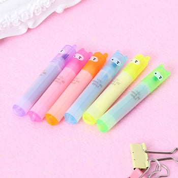 6x корейски за Creative Mini Highlighter Lovely Cartoon Marking Pen Office Statio JIAN