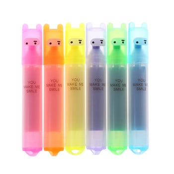 6x корейски за Creative Mini Highlighter Lovely Cartoon Marking Pen Office Statio JIAN