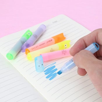 6x корейски за Creative Mini Highlighter Lovely Cartoon Marking Pen Office Statio JIAN