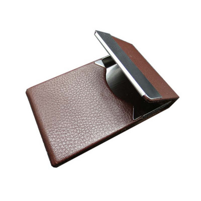 EZONE vizitinių kortelių laikiklio dėklas Kortelių krepšys Cortex nerūdijančio plieno ir PU odos didelės talpos 15 lapų aukštos kokybės saugykla