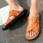 Naujos mados vasaros laisvalaikio vyriški batai paplūdimio basutės Aukštos kokybės natūralios odos basutės Minkštos didelio dydžio vyriškos basutės 38-44 dydis