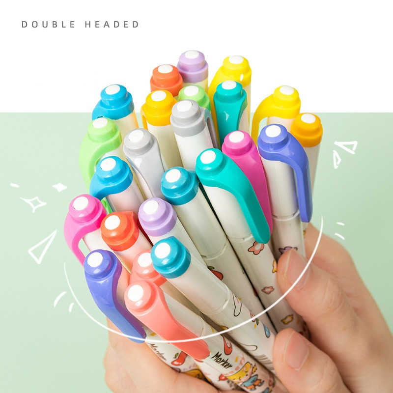 Set olovki za označavanje slatke djevojke od 6 komada crtani dizajn Dvoglavi pisaći marker Boja za crtanje Umjetnički uredski školski poklon F910