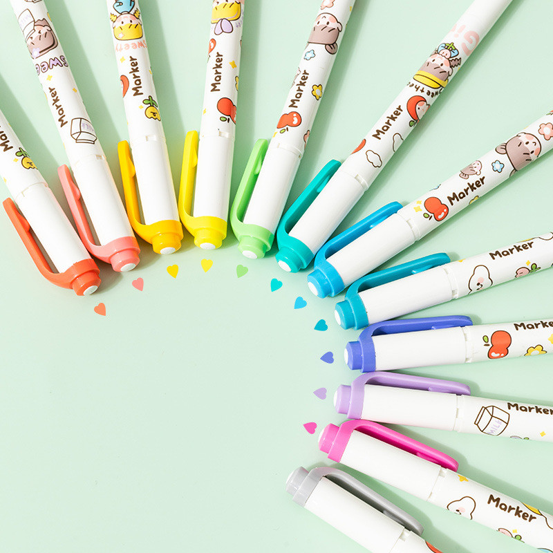 Set olovki za označavanje slatke djevojke od 6 komada crtani dizajn Dvoglavi pisaći marker Boja za crtanje Umjetnički uredski školski poklon F910