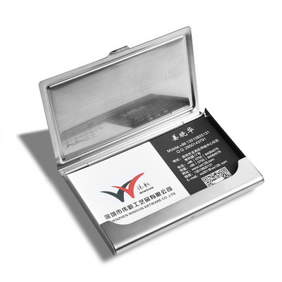 Джобен държач за визитки от неръждаема стомана и метал, калъф, кредитен портфейл, сребърен