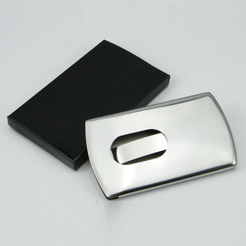 Държач за визитки с ръчно натискане от неръждаема стомана Сребърен тънък джобен калъф за визитки за мъже, жени, работа, офис, поставка за карти с име