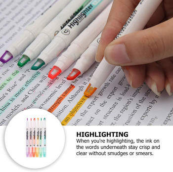 6 бр. 6-цветен маркер с две глави Визуален прозорец Ученически маркер за ключове Писалка с наклонена глава Draw Key Marker Pen Училищни канцеларски материали