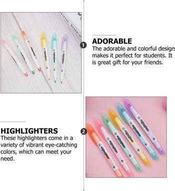 6 бр. 6-цветен маркер с две глави Визуален прозорец Ученически маркер за ключове Писалка с наклонена глава Draw Key Marker Pen Училищни канцеларски материали