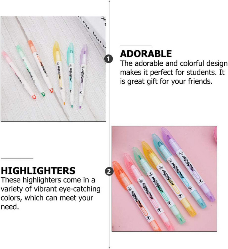 6 bucăți în 6 culori, marcator cu două capete, fereastră vizuală, pix pentru cheie pentru student