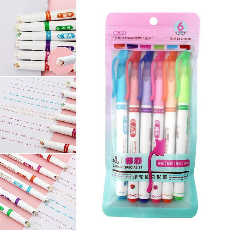 Графити Маркиращи криви линии Коледно цвете с форма на интегрирани маркери Химикалка Крива Маркираща писалка Множество форми