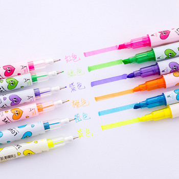 6 бр./компл. Творчески цветни флуоресцентни химикалки Комплект маркери за ключове Флуоресцентни пастели Комплект писалки за маркиране Хайлайтър