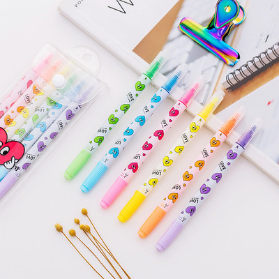 6 τεμ./σετ Creative Color Fluorescent Pen Set Key Marker Fluorescent Crayon Marking Pen Set Highlighter