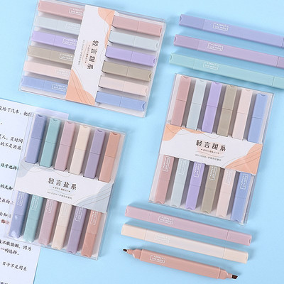 6 τεμάχια Kawaii Color Double Tip Pens Highlighter Notepad Doodle στυλό σχεδίασης για Εργαλείο γραφής μαρκαδόρων Office School