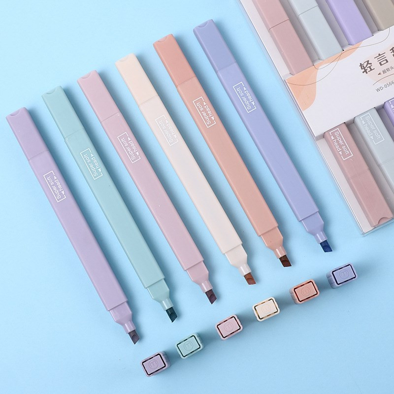 6PCS Olovke za označavanje s dvostrukim vrhom u boji Kawaii Notepad Doodle olovke za crtanje za uredske školske markere Alat za pisanje