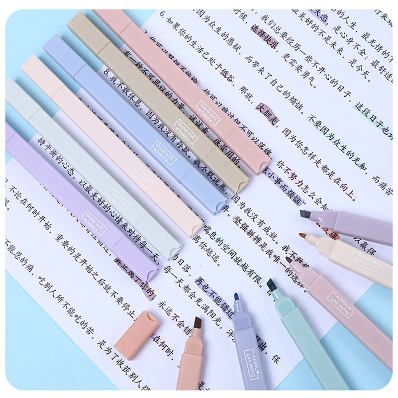 6PCS Olovke za označavanje s dvostrukim vrhom u boji Kawaii Notepad Doodle olovke za crtanje za uredske školske markere Alat za pisanje