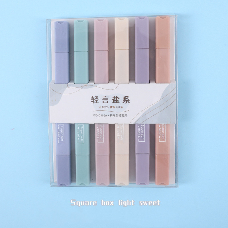 6PCS Olovke za označavanje s dvostrukim vrhom u boji Kawaii Notepad Doodle olovke za crtanje za uredske školske markere Alat za pisanje