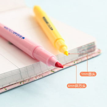 6 бр./комплект маркери за ученици Двуглави маркери Macaron Color Note Focus Watercolor Pen